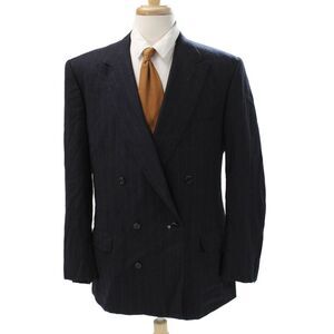 Sulka Mens Blazer Blue Striped Cashmere Size 58